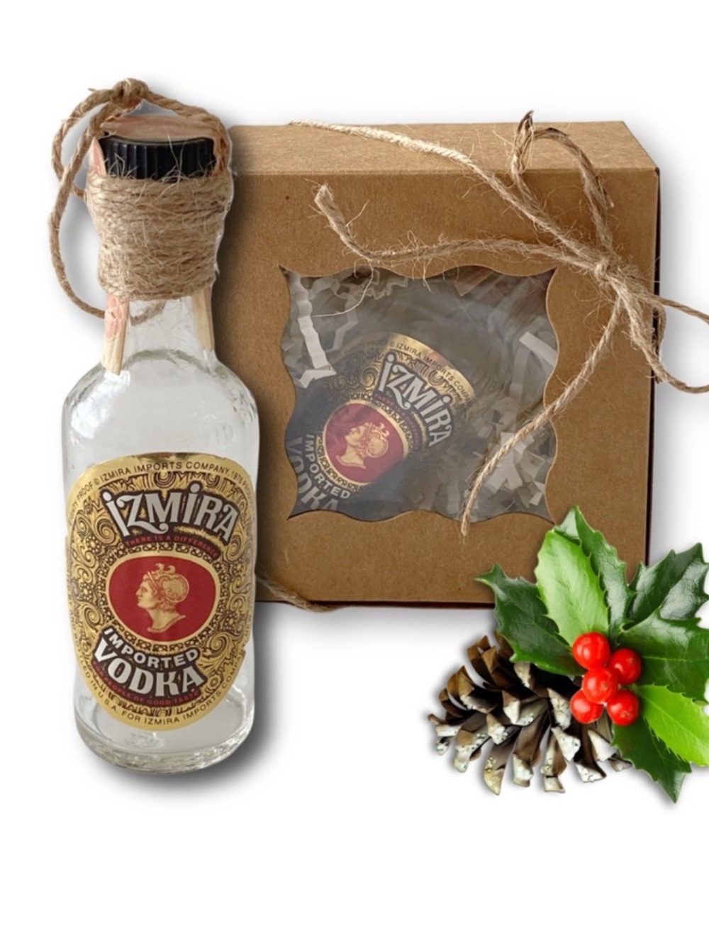 Izmira Imported Vodka Artisan Vintage Miniature Glass Bottle Unique Ornament